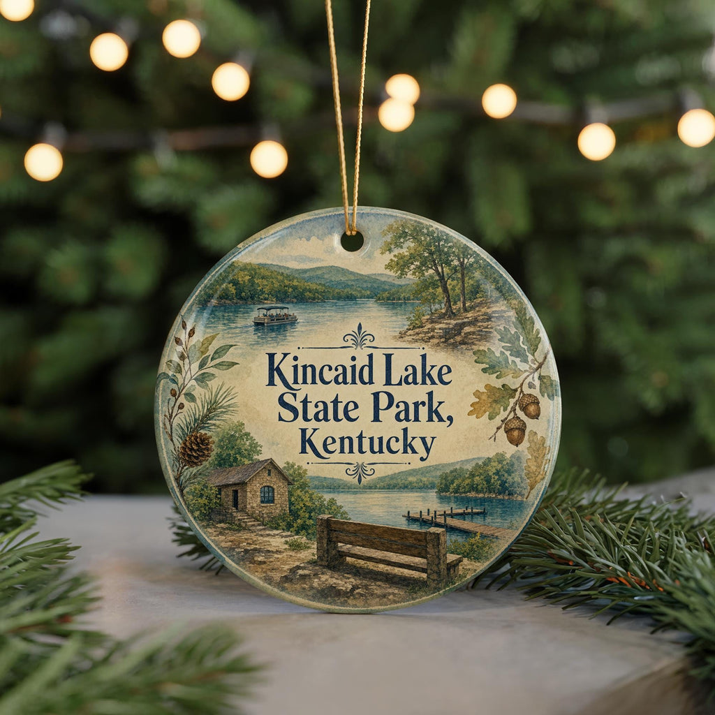 Kincaid Lake State Park Kentucky Ceramic Ornament, Watercolor Park Landscape Souvenir, Kentucky State Park Gift — photo 7