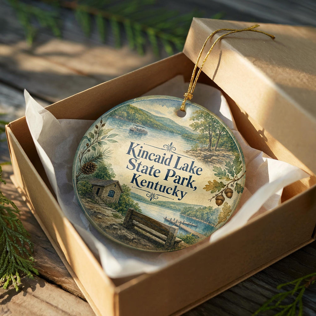 Kincaid Lake State Park Kentucky Ceramic Ornament, Watercolor Park Landscape Souvenir, Kentucky State Park Gift — photo 8