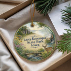 Watercolor Keosauqua State Park Iowa Ceramic Ornament, Lacey Nature Scene Souvenir Gift, Iowa State Park Keepsake Decor — photo 4