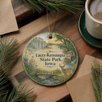 Watercolor Keosauqua State Park Iowa Ceramic Ornament, Lacey Nature Scene Souvenir Gift, Iowa State Park Keepsake Decor — photo 5