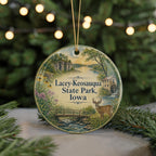 Watercolor Keosauqua State Park Iowa Ceramic Ornament, Lacey Nature Scene Souvenir Gift, Iowa State Park Keepsake Decor — photo 7