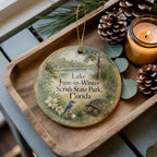Lake June in Winter Scrub State Park Florida Watercolor Ceramic Ornament, Florida State Park Lake Scene Keepsake Gift — photo 1