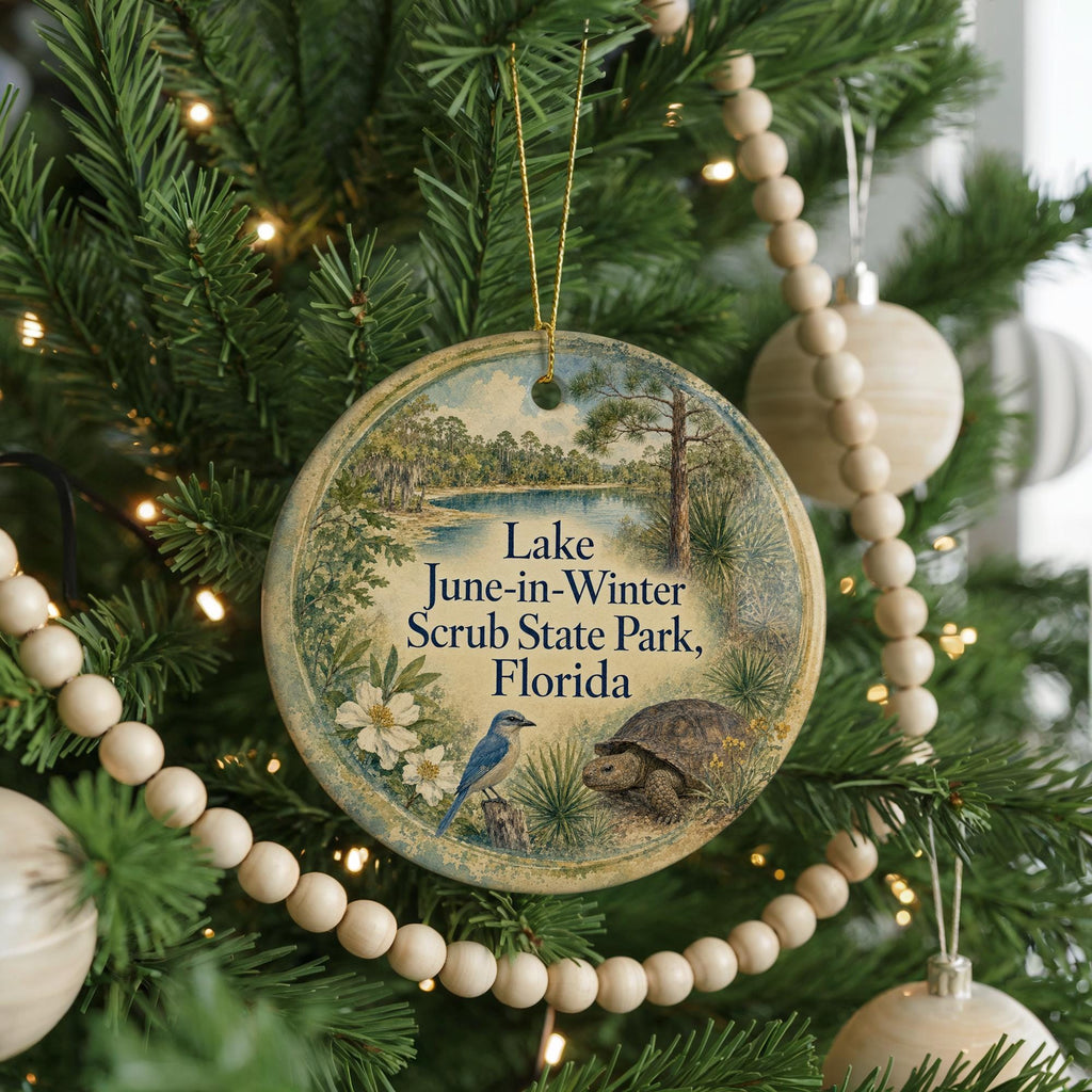 Lake June in Winter Scrub State Park Florida Watercolor Ceramic Ornament, Florida State Park Lake Scene Keepsake Gift — photo 6