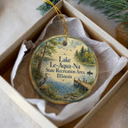Lake Le-Aqua-Na State Recreation Area Illinois Ceramic Ornament, Watercolor Illinois State Park Keepsake Gift — photo 1
