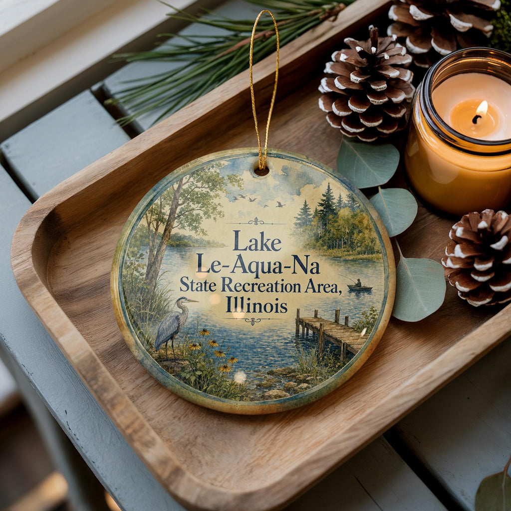Lake Le-Aqua-Na State Recreation Area Illinois Ceramic Ornament, Watercolor Illinois State Park Keepsake Gift — photo 3