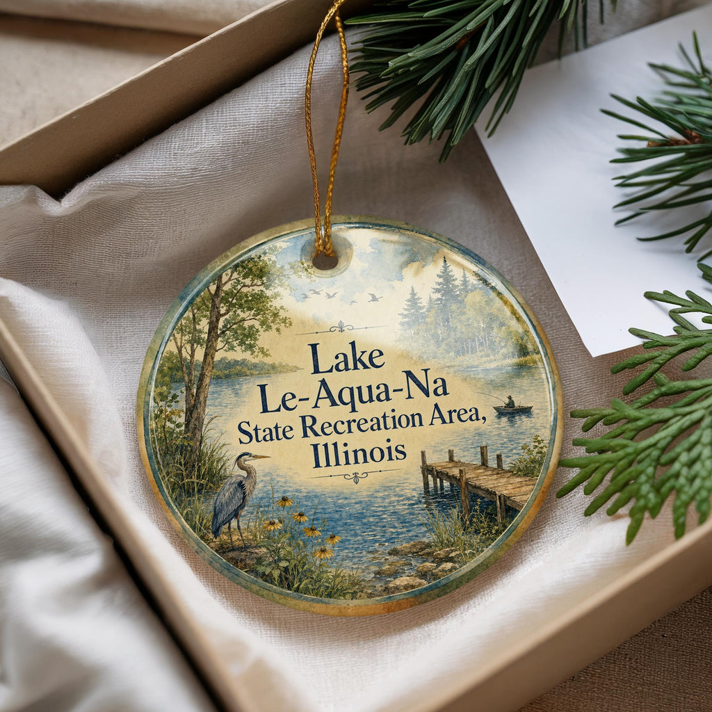Lake Le-Aqua-Na State Recreation Area Illinois Ceramic Ornament, Watercolor Illinois State Park Keepsake Gift — photo 4
