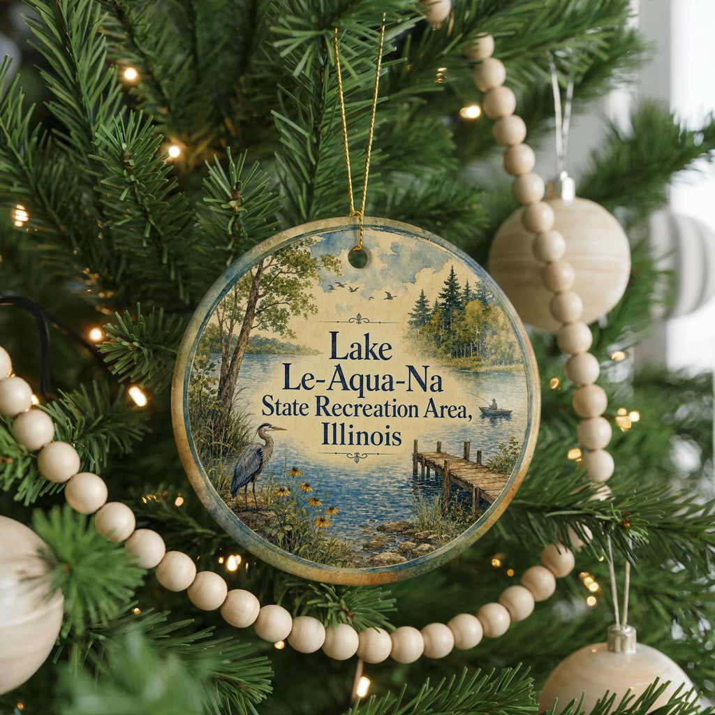 Lake Le-Aqua-Na State Recreation Area Illinois Ceramic Ornament, Watercolor Illinois State Park Keepsake Gift — photo 6