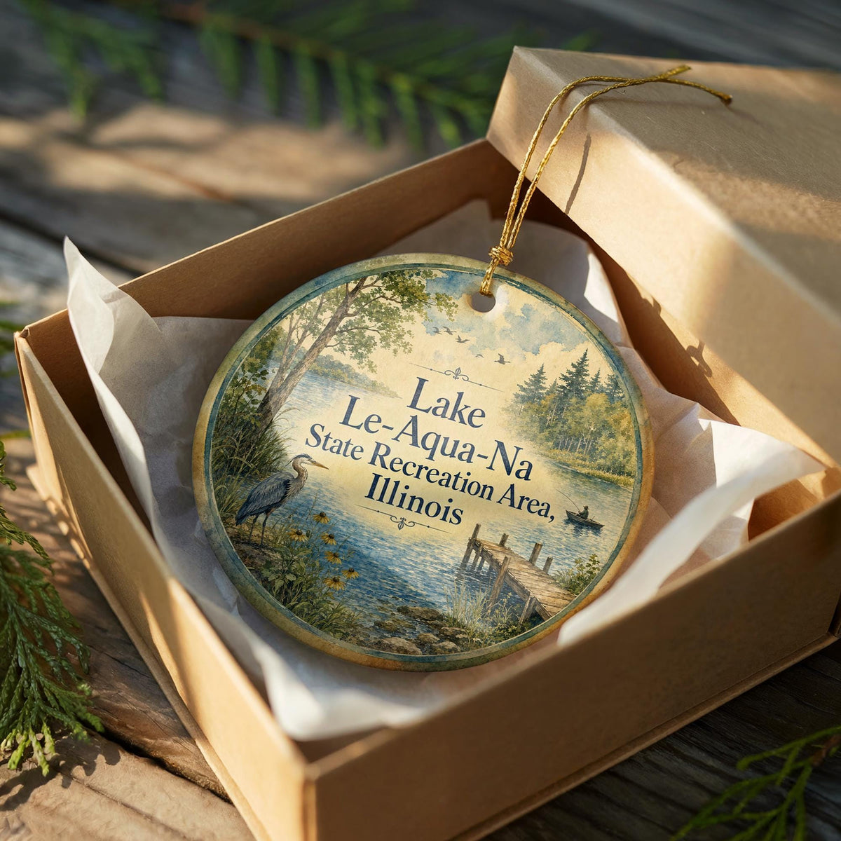 Lake Le-Aqua-Na State Recreation Area Illinois Ceramic Ornament, Watercolor Illinois State Park Keepsake Gift — photo 8