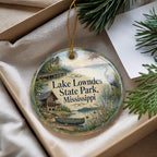 Lake Lowndes State Park Mississippi Watercolor Ceramic Ornament, Outdoor Nature Travel Souvenir, State Park Keepsake Gift — photo 4