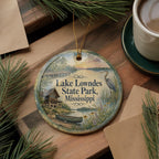 Lake Lowndes State Park Mississippi Watercolor Ceramic Ornament, Outdoor Nature Travel Souvenir, State Park Keepsake Gift — photo 5