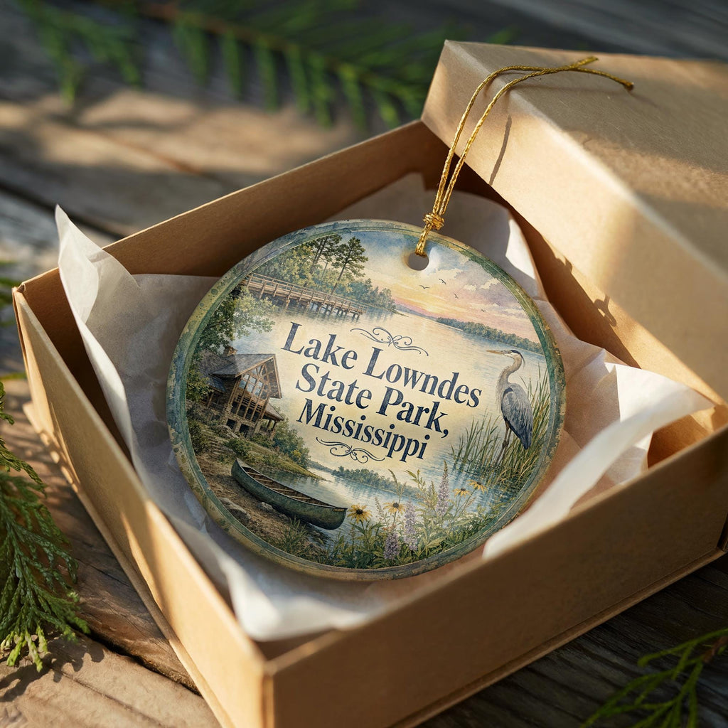 Lake Lowndes State Park Mississippi Watercolor Ceramic Ornament, Outdoor Nature Travel Souvenir, State Park Keepsake Gift — photo 8