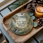 Lake Maria State Park Minnesota Watercolor Ceramic Ornament, Minnesota State Park Souvenir, Nature Landscape Tree Lake Keepsake Gift — photo 2
