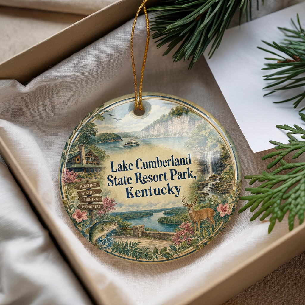 Lake Cumberland State Resort Park Kentucky Watercolor Ceramic Ornament, Lake Cumberland Souvenir, Kentucky State Park Travel Keepsake — photo 4
