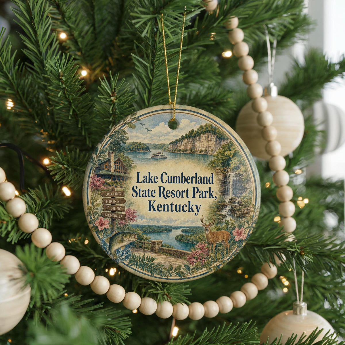 Lake Cumberland State Resort Park Kentucky Watercolor Ceramic Ornament, Lake Cumberland Souvenir, Kentucky State Park Travel Keepsake — photo 6