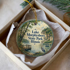 Lake Murphysboro State Park Illinois Ceramic Ornament, Watercolor Lake Scene Souvenir, Murphysboro IL Travel Keepsake Gift — photo 1