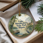 Lake Murphysboro State Park Illinois Ceramic Ornament, Watercolor Lake Scene Souvenir, Murphysboro IL Travel Keepsake Gift — photo 4