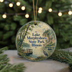 Lake Murphysboro State Park Illinois Ceramic Ornament, Watercolor Lake Scene Souvenir, Murphysboro IL Travel Keepsake Gift — photo 7
