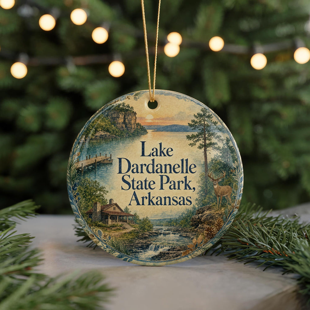 Lake Dardanelle State Park Arkansas Watercolor Ceramic Ornament, Lake Dardanelle Souvenir Travel Keepsake Decor Gift — photo 7