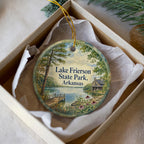 Lake Frierson State Park Arkansas Watercolor Ceramic Ornament, Scenic Lake Park Souvenir Keepsake Gift, Arkansas State Park Decor — photo 1