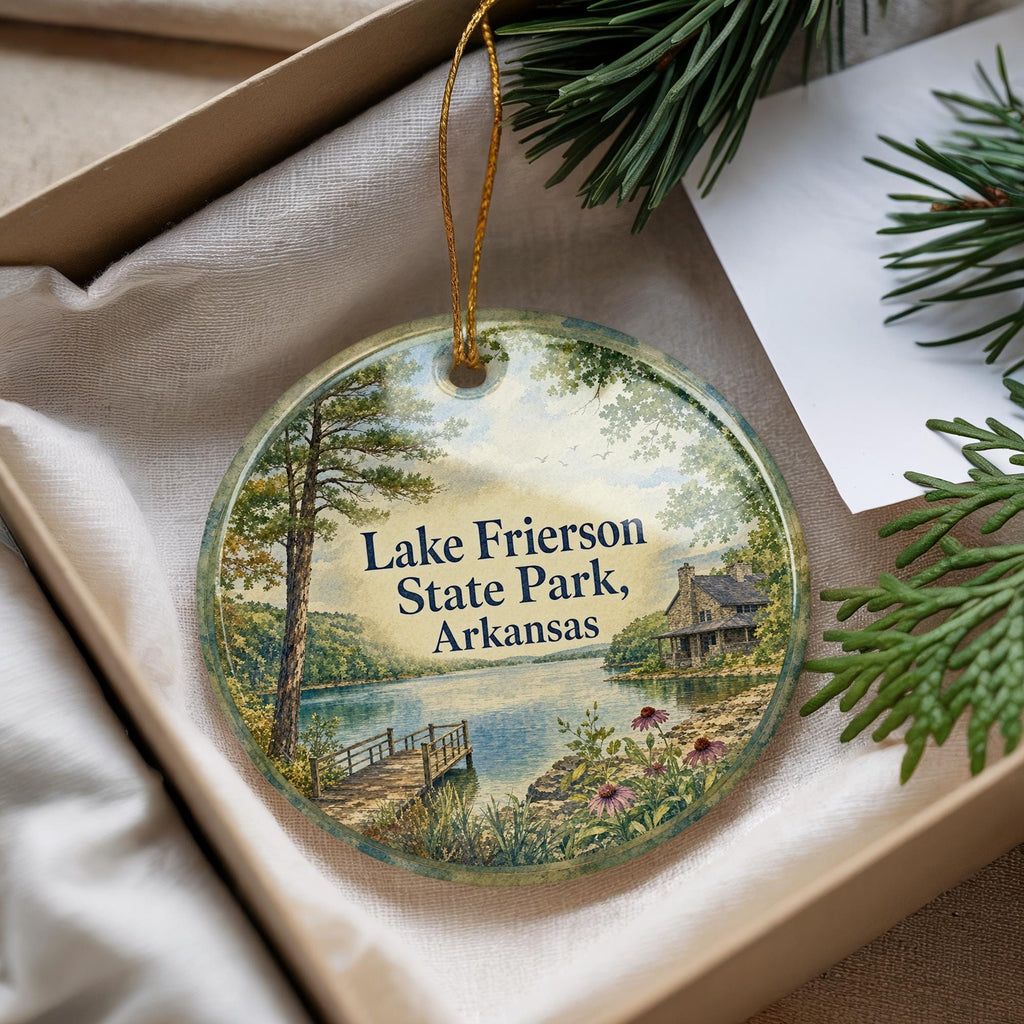 Lake Frierson State Park Arkansas Watercolor Ceramic Ornament, Scenic Lake Park Souvenir Keepsake Gift, Arkansas State Park Decor — photo 4