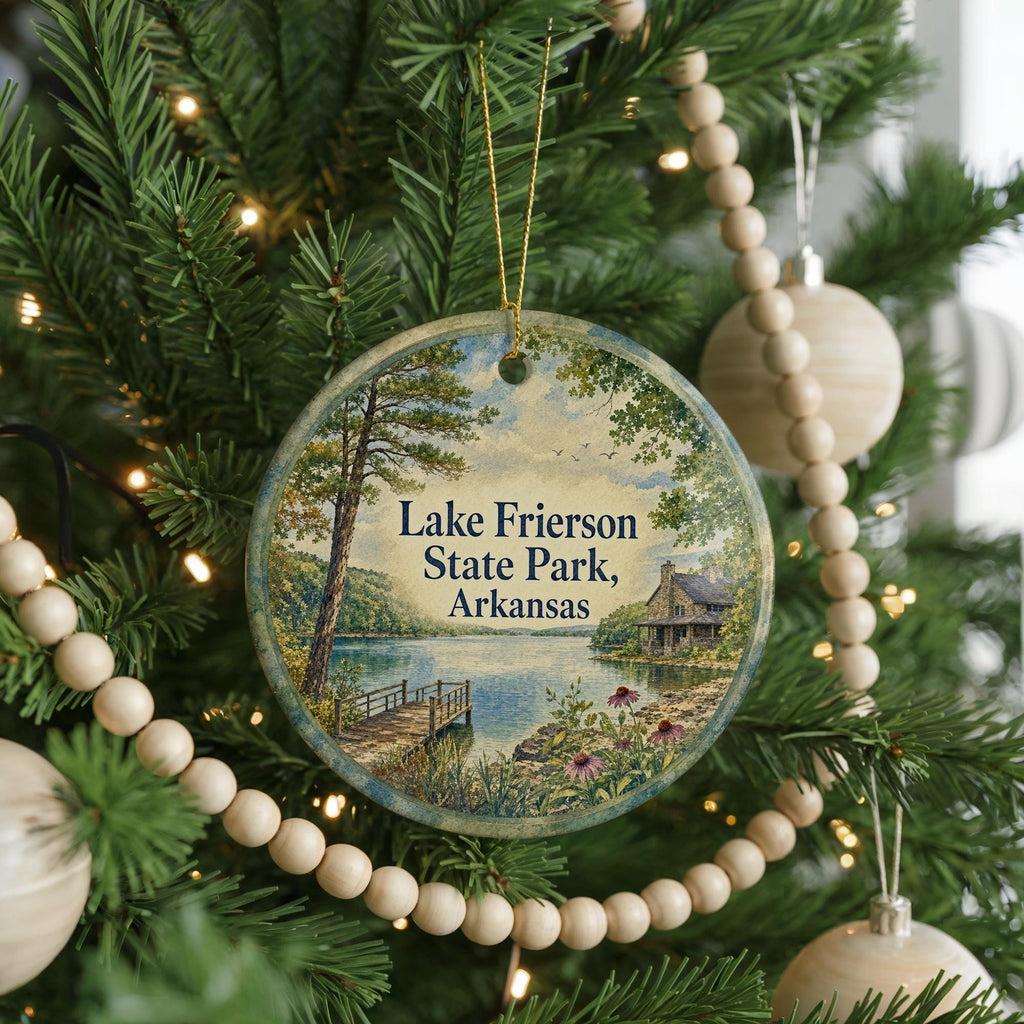 Lake Frierson State Park Arkansas Watercolor Ceramic Ornament, Scenic Lake Park Souvenir Keepsake Gift, Arkansas State Park Decor — photo 6