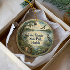 Lake Talquin State Park Florida Ceramic Ornament, Watercolor Lake Talquin Souvenir, Florida State Park Keepsake Ornament — photo 3