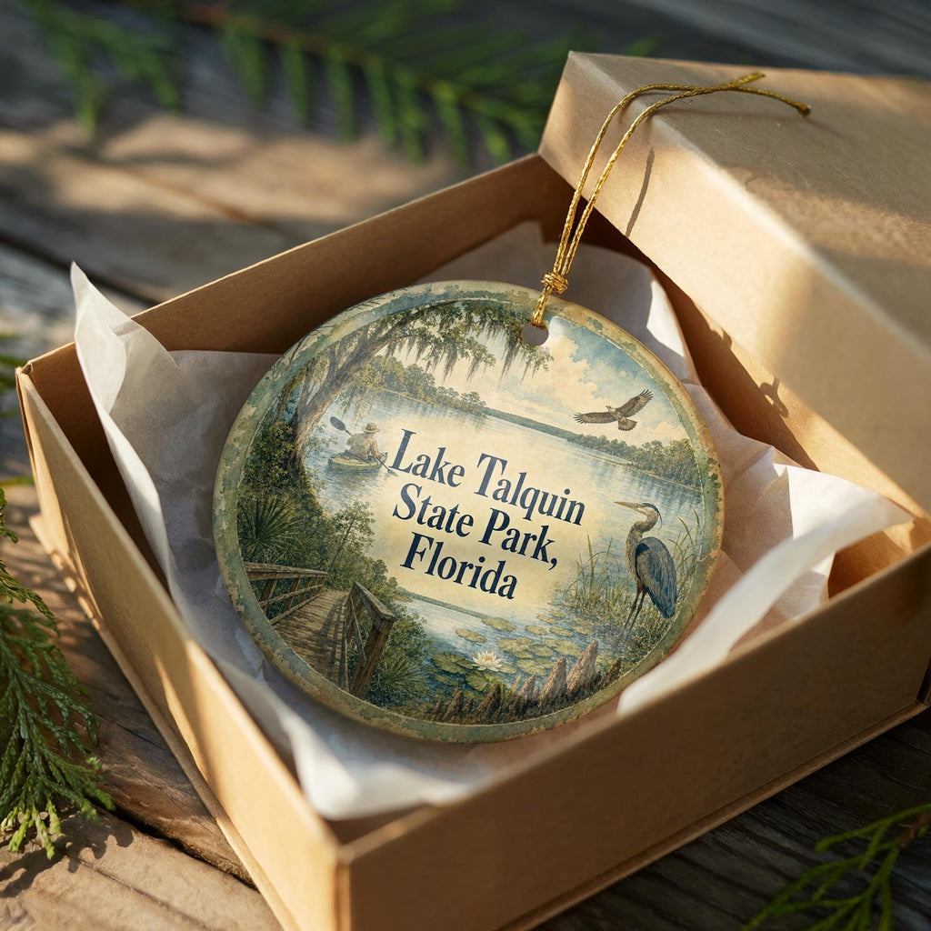 Lake Talquin State Park Florida Ceramic Ornament, Watercolor Lake Talquin Souvenir, Florida State Park Keepsake Ornament — photo 8
