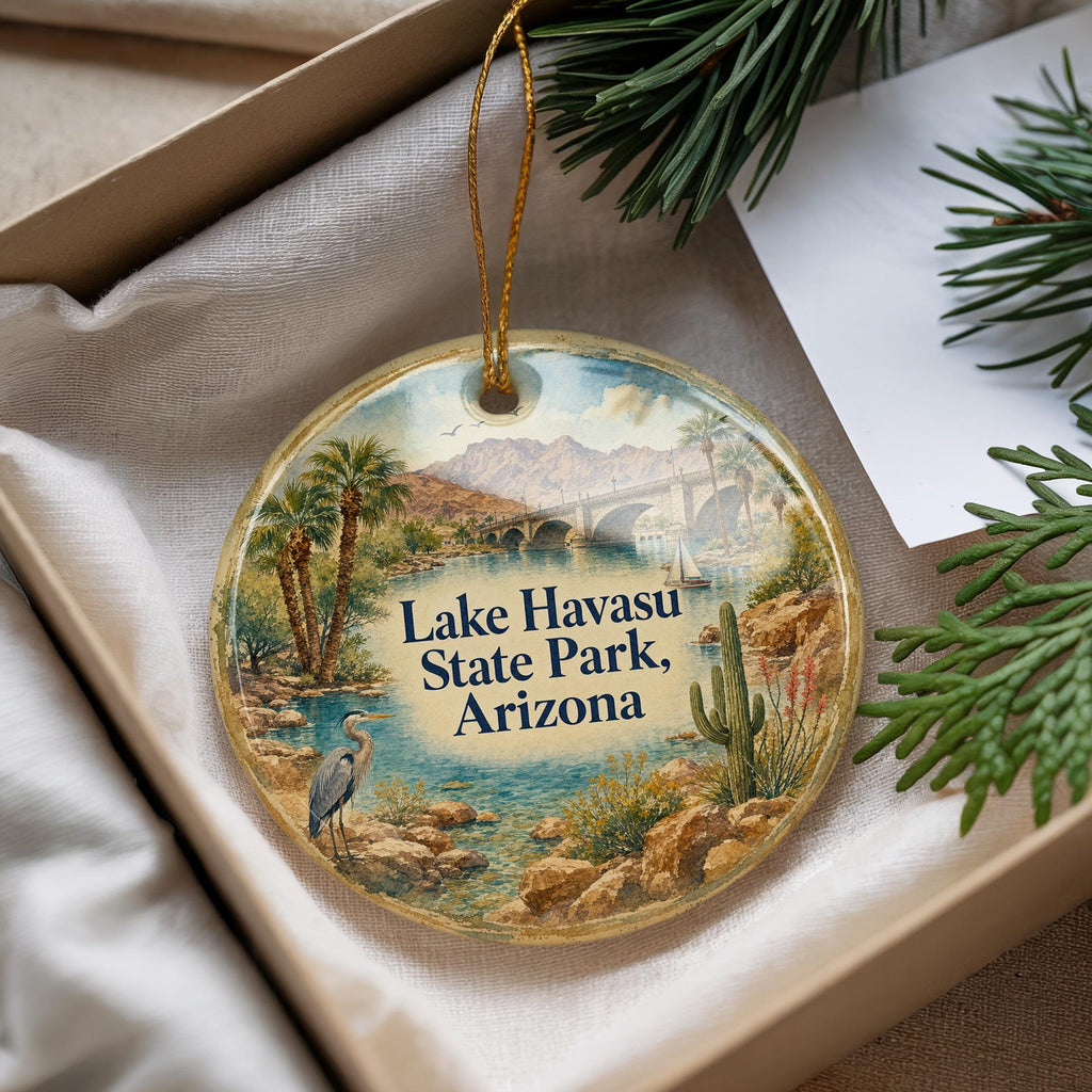 Lake Havasu State Park Arizona Watercolor Ceramic Ornament, Lake Havasu Landscape Souvenir Keepsake Gift — photo 4