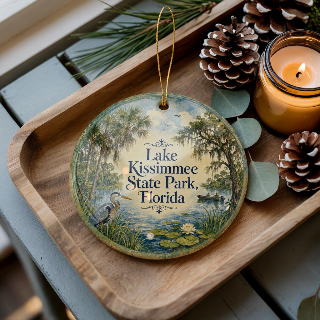 Lake Kissimmee State Park Florida Watercolor Ceramic Ornament, Lake Kissimmee FL Nature Park Souvenir Keepsake Gift — photo 2