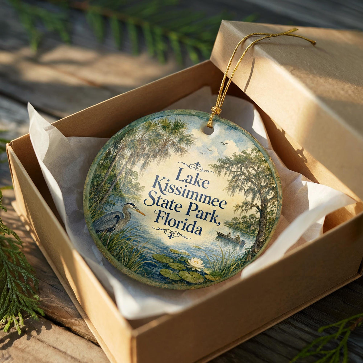 Lake Kissimmee State Park Florida Watercolor Ceramic Ornament, Lake Kissimmee FL Nature Park Souvenir Keepsake Gift — photo 8