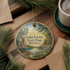 Lake Louise State Park Minnesota Watercolor Ceramic Ornament, Scenic Travel Souvenir, Nature Park Keepsake Gift — photo 5
