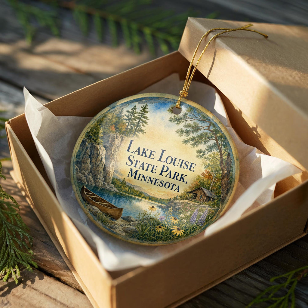 Lake Louise State Park Minnesota Watercolor Ceramic Ornament, Scenic Travel Souvenir, Nature Park Keepsake Gift — photo 8