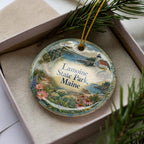Watercolor Lamoine State Park Maine Ceramic Ornament, Acadia Area Coastal Park Souvenir, Maine Travel Keepsake Ornament — photo 2