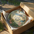 Watercolor Lamoine State Park Maine Ceramic Ornament, Acadia Area Coastal Park Souvenir, Maine Travel Keepsake Ornament — photo 8