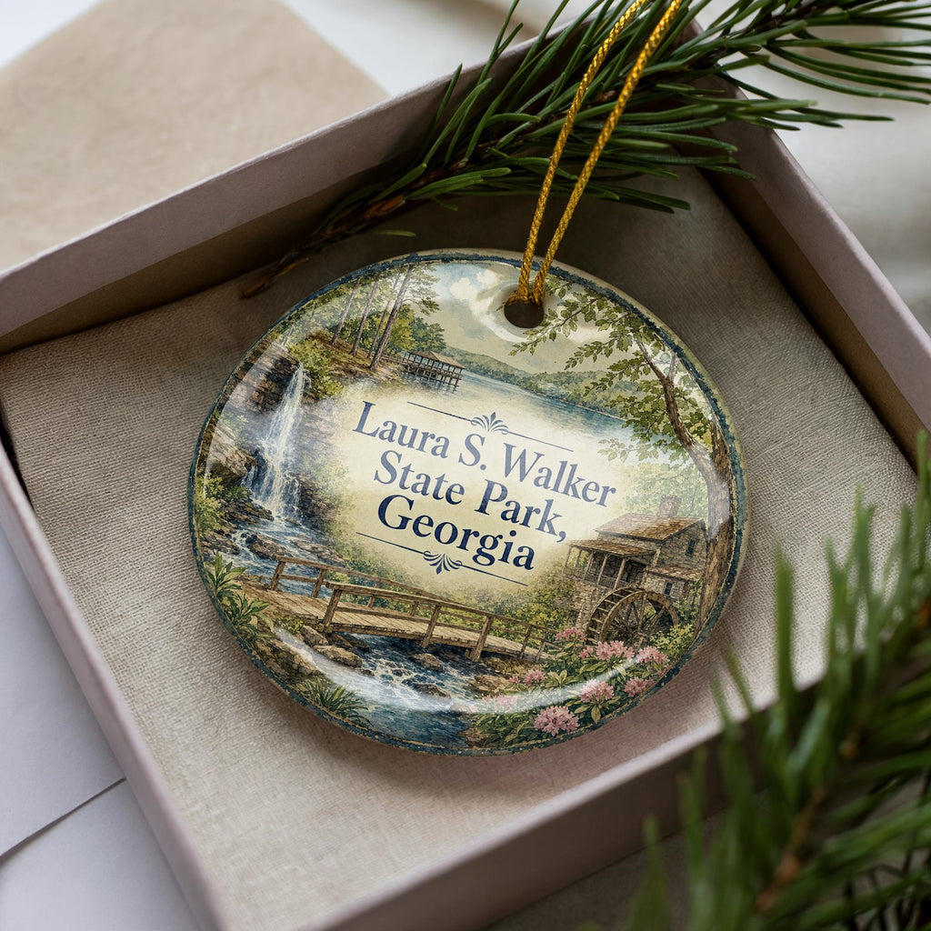 Laura S Walker State Park Georgia Ceramic Ornament, Watercolor State Park Souvenir, Outdoor Nature Travel Keepsake Gift — photo 1