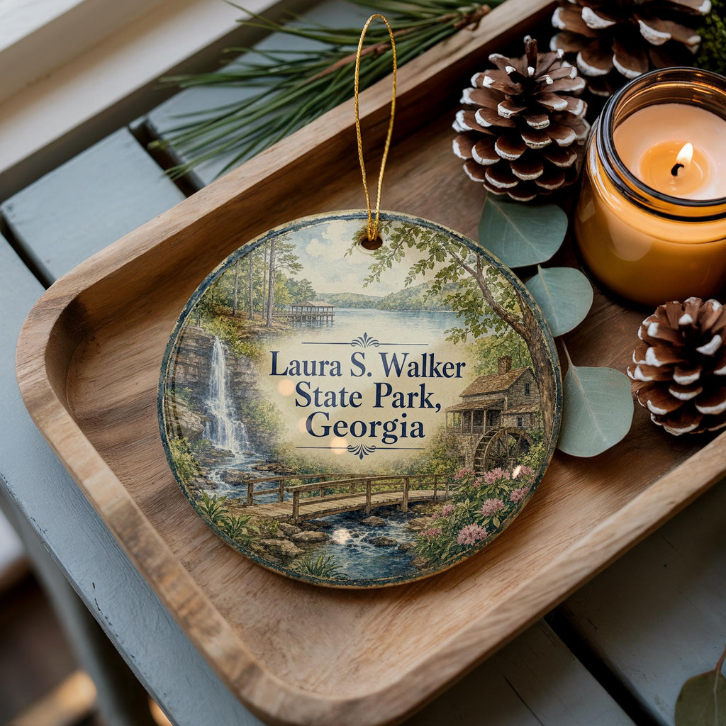 Laura S Walker State Park Georgia Ceramic Ornament, Watercolor State Park Souvenir, Outdoor Nature Travel Keepsake Gift — photo 2