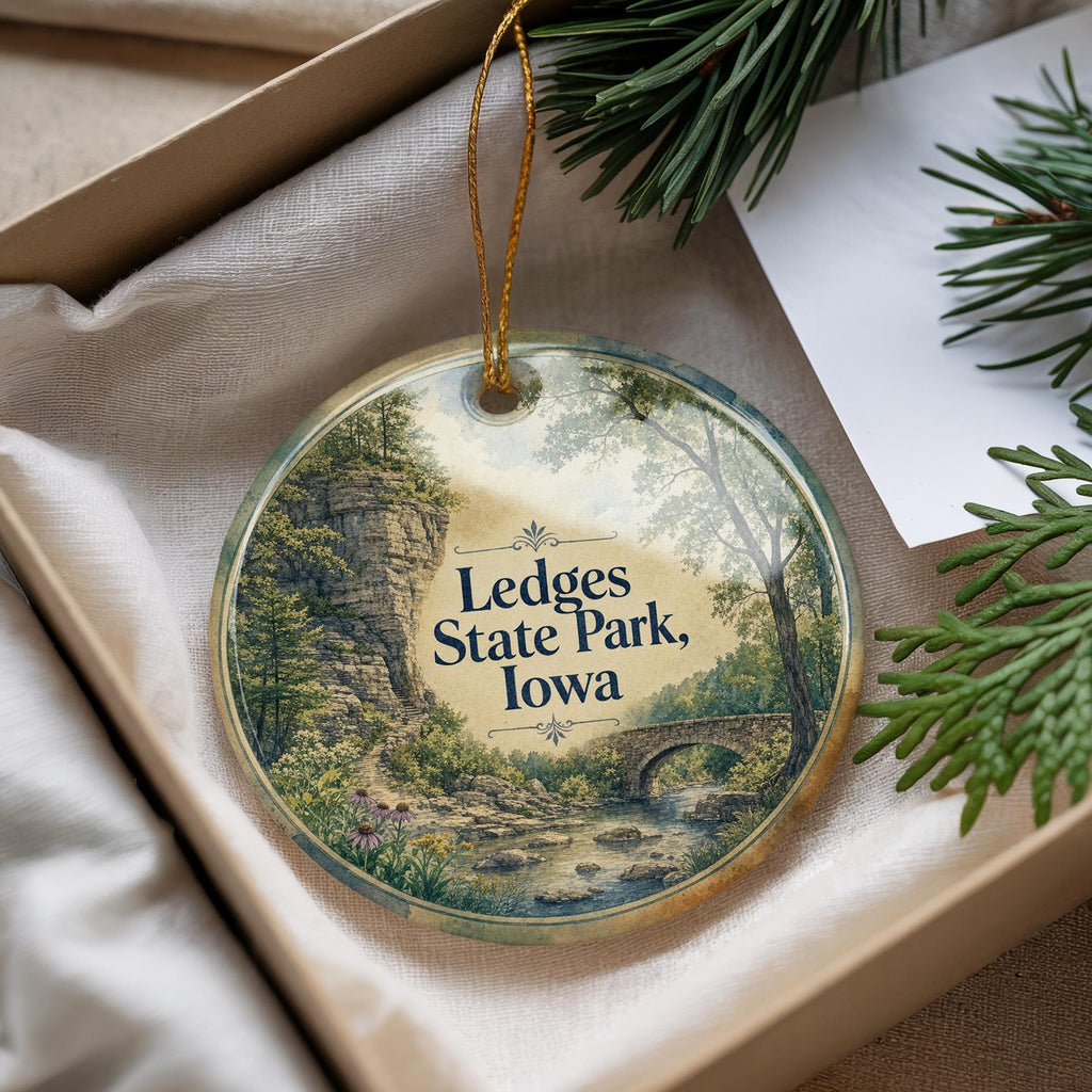 Ledges State Park Iowa Ceramic Ornament, Watercolor Park Landscape Souvenir, Iowa Travel Keepsake, Nature Trail Gift — photo 4