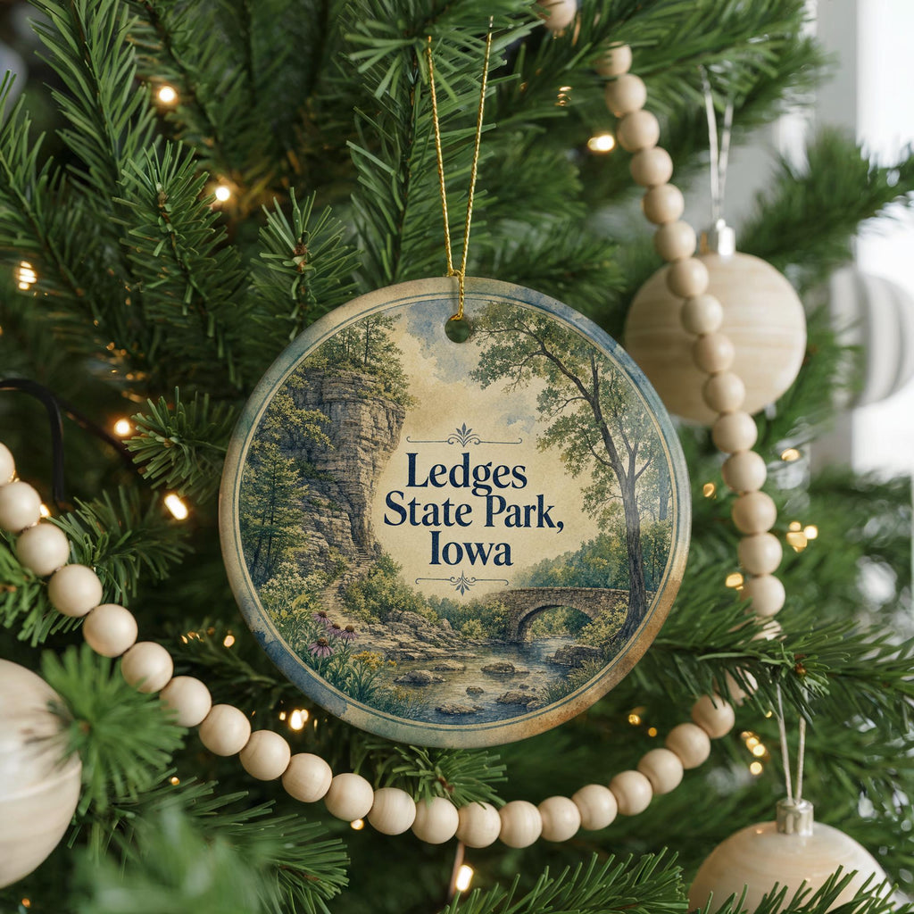 Ledges State Park Iowa Ceramic Ornament, Watercolor Park Landscape Souvenir, Iowa Travel Keepsake, Nature Trail Gift — photo 6