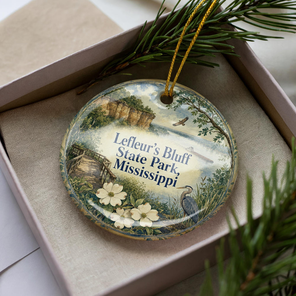 LeFleur’s Bluff State Park Mississippi Watercolor Ceramic Ornament Souvenir Travel Keepsake Jackson MS Gift — photo 1