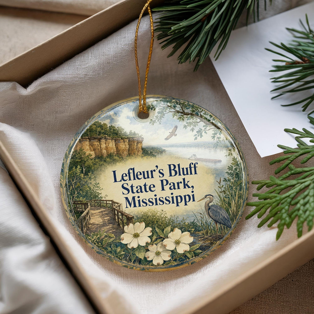 LeFleur’s Bluff State Park Mississippi Watercolor Ceramic Ornament Souvenir Travel Keepsake Jackson MS Gift — photo 4