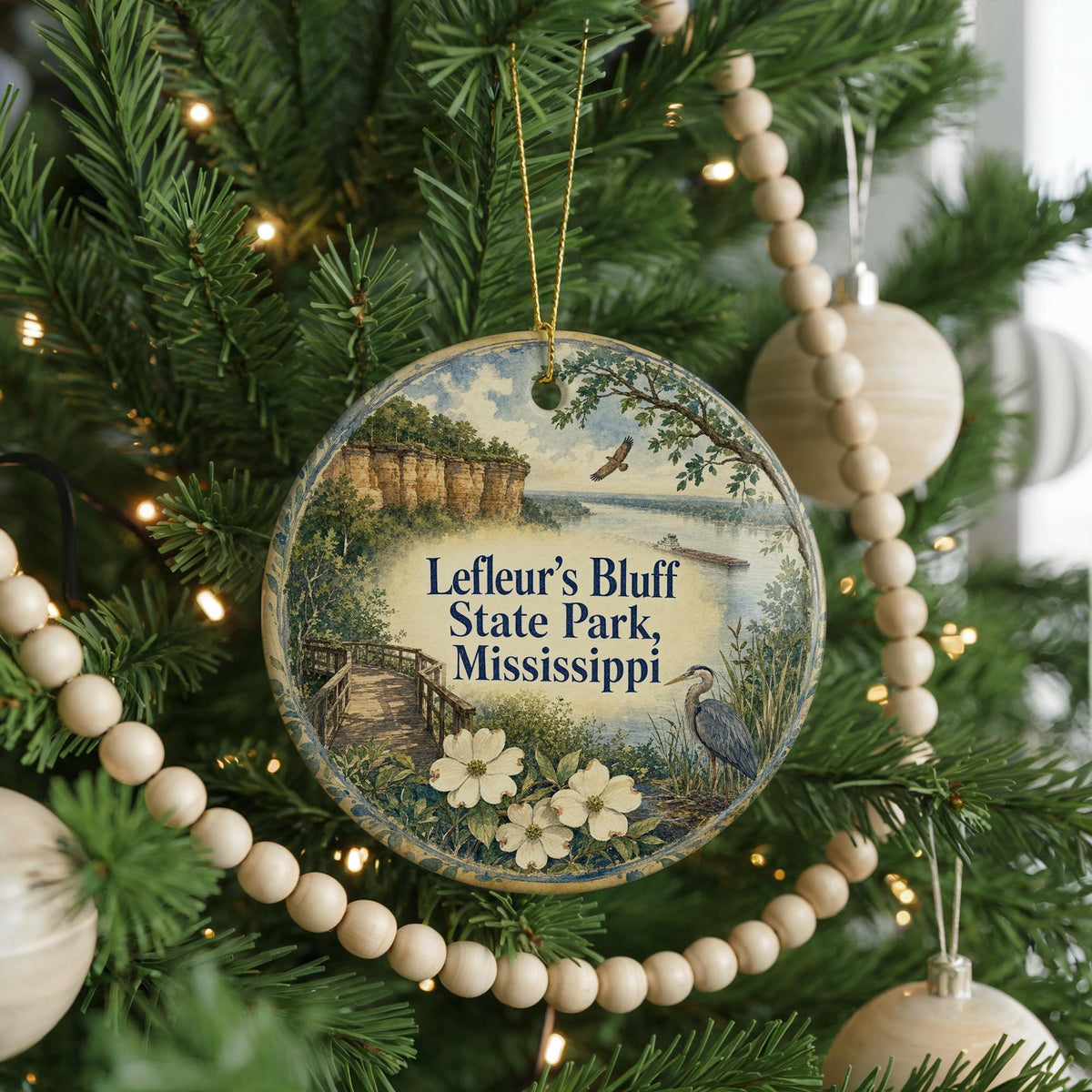 LeFleur’s Bluff State Park Mississippi Watercolor Ceramic Ornament Souvenir Travel Keepsake Jackson MS Gift — photo 6