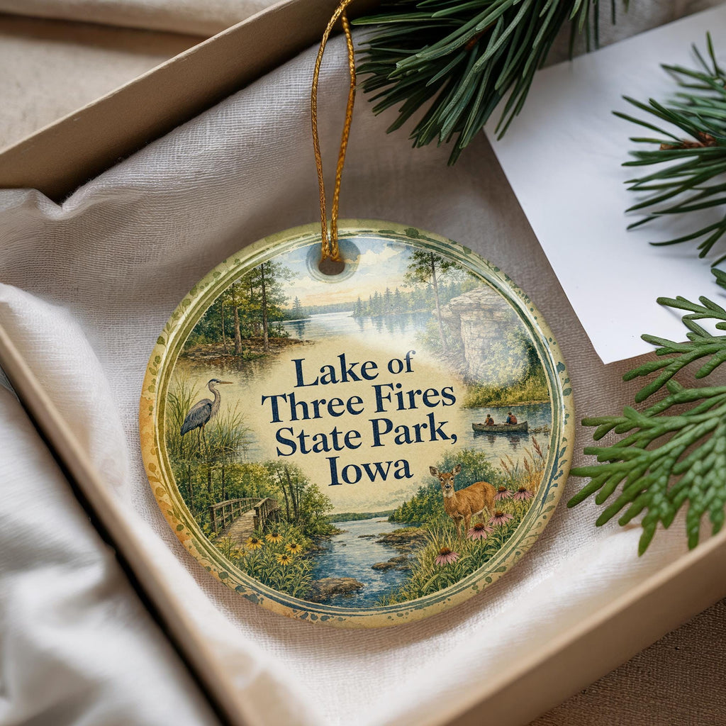 Watercolor Lake of Three Fires State Park Iowa Ceramic Ornament, State Park Souvenir, Iowa Travel Keepsake Gift — photo 4