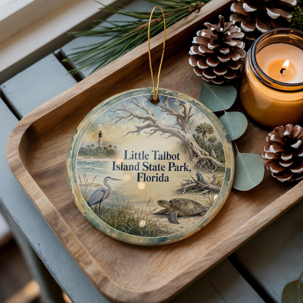 Little Talbot Island State Park Florida Watercolor Ceramic Ornament, Jacksonville FL Coastal Beach Souvenir Gift, Travel Keepsake Decor — photo 2