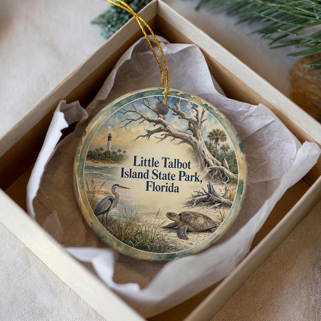 Little Talbot Island State Park Florida Watercolor Ceramic Ornament, Jacksonville FL Coastal Beach Souvenir Gift, Travel Keepsake Decor — photo 3