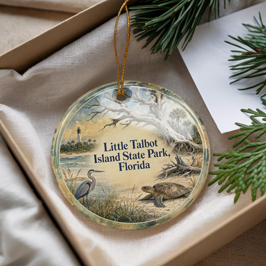 Little Talbot Island State Park Florida Watercolor Ceramic Ornament, Jacksonville FL Coastal Beach Souvenir Gift, Travel Keepsake Decor — photo 4