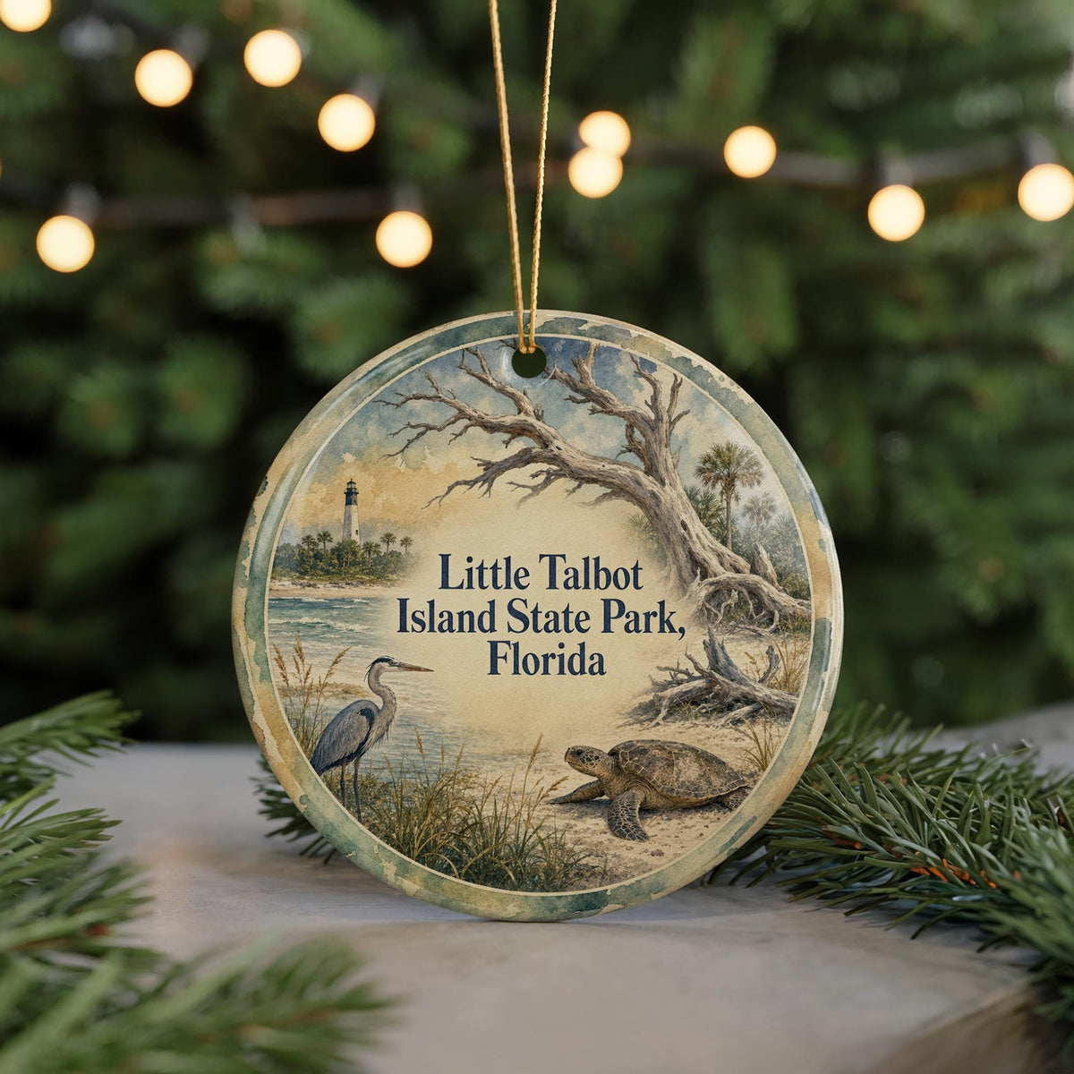 Little Talbot Island State Park Florida Watercolor Ceramic Ornament, Jacksonville FL Coastal Beach Souvenir Gift, Travel Keepsake Decor — photo 7