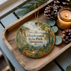 Maplewood State Park Minnesota Ceramic Ornament, Watercolor Maplewood State Park Keepsake, Minnesota Park Souvenir Ornament — photo 2