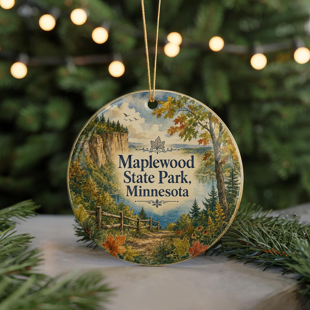 Maplewood State Park Minnesota Ceramic Ornament, Watercolor Maplewood State Park Keepsake, Minnesota Park Souvenir Ornament — photo 7