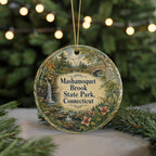 Mashamoquet Brook State Park Connecticut Watercolor Ceramic Ornament, Scenic State Park Souvenir Holiday Tree Decoration — photo 7