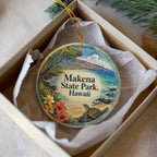 Makena State Park Hawaii Ceramic Ornament, Watercolor Hawaii Park Souvenir, Maui Travel Keepsake, Hawaiian Nature Landmark Decor — photo 1